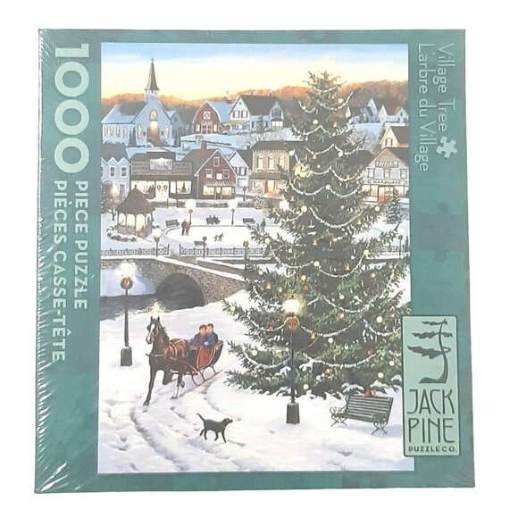 Jack Pine Puzzle Village Tree 1000 Persis Clayton Weirs Christmas Sleigh Ride - Picture 1 of 3